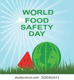 world food safety day Vector Illustrator creative artwork with light backgrounds.Water melon symbol of food safety.
