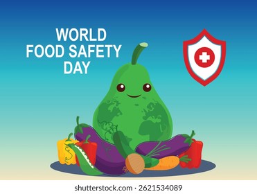 world foods safety day Vector Illustrator three dimensional artwork with horizontal backgrounds. vegetable symbol of food safety.