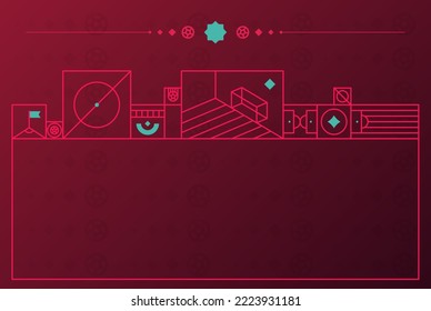 World football 2022 qatar, cup social media background. Vector illustration Football soccer2022 horizontal pattern background or banner, card, website. burgundy color..