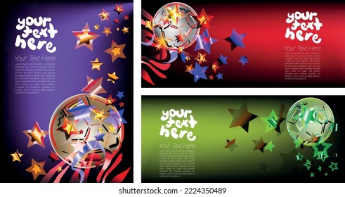 World Football Championship, background with ball and stars