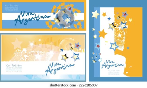 World Football Championship, background with ball and stars, Viva Argentina