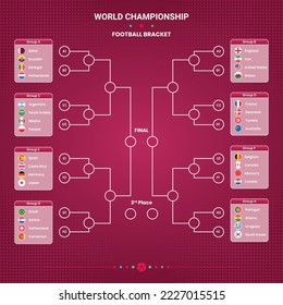 Modelo del corchete del campeonato mundial de fútbol ilustración vectorial	
