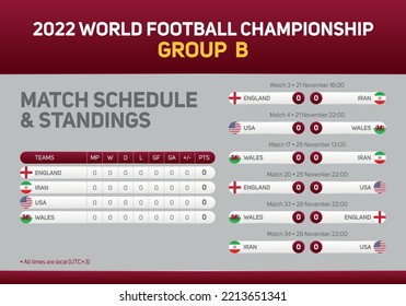 World Football Championship Group B match schedule poster for print web and social media