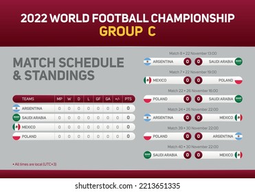 World Football Championship Group C match schedule poster for print web and social media