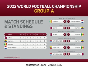 World Football Championship Group A match schedule poster for print web and social media