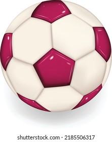 World football cup 2022 with realistic 3d soccer ball. Qatar flag colors on white background