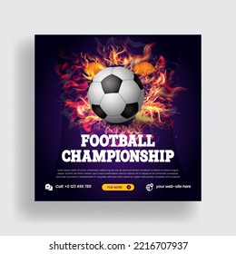 Campeonato Mundial de Fútbol publicación en medios sociales, banner web, anuncios o volante cuadrado o afiche con diseño de plantilla de color degradado