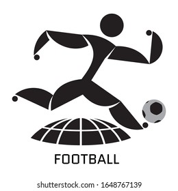 World football and soccer logo design templates. European soccer ball together with earth planet icon. Global sports emblem. Vector flat simple sign.
