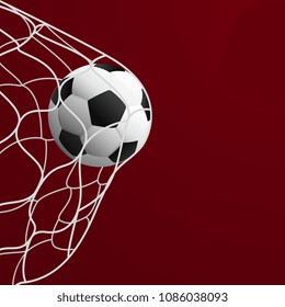 World football tournament. Ball in the grid on the background. Vector Illustration