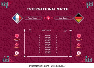world football tournament in Qatar match statistics, team versus team vector