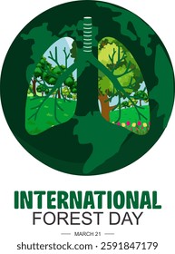 World forest day 21 march vector illustration. International forest day template