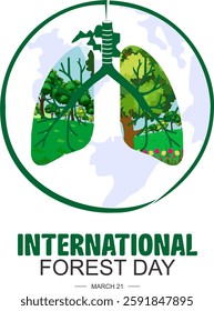 World forest day 21 march vector illustration. International forest day template.