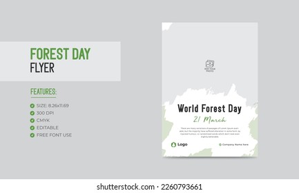 World forest day flyer template nature forest poster design 