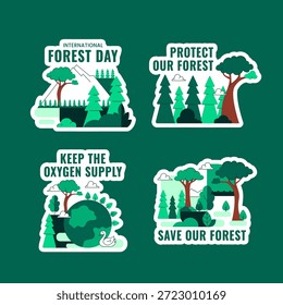 World Forestry Day Flat Cartoon Hand Drawn Label Background Illustration