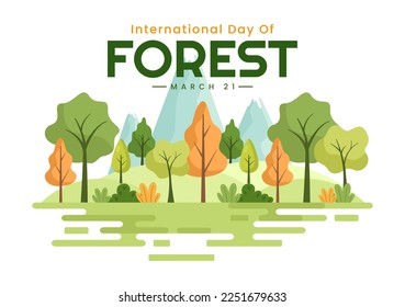 World forestry day on March 21st Illustration to Educate, Love and Protect the Forest in Flat Cartoon Hand Drawn Landing Page Templates