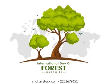 World forestry day on March 21st Illustration to Educate, Love and Protect the Forest in Flat Cartoon Hand Drawn Landing Page Templates