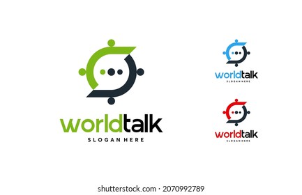 World Forum logo designs concept vector, World Talk logo symbol designs, Discuss symbol