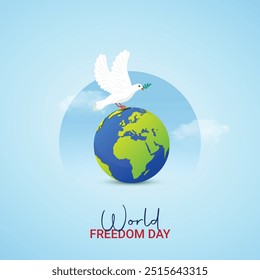 Día Mundial de la Libertad, Día de la Libertad Creativa Póster, Vector, 3D, ilustración, 9 de noviembre.