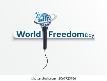 World Freedom Day with Globe and a mic concept.