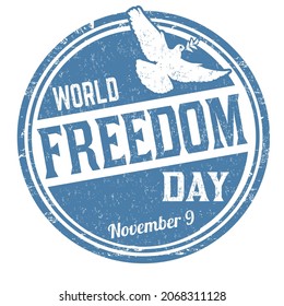 World freedom day grunge rubber stamp on white background, vector illustration
