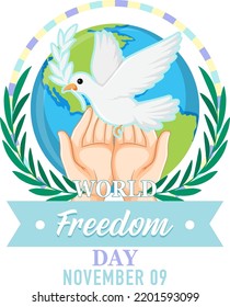 Ilustración del diseño del logotipo del Día Mundial de la Libertad