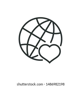 world friendship - minimal line web icon. simple vector illustration. concept for infographic, website or app.