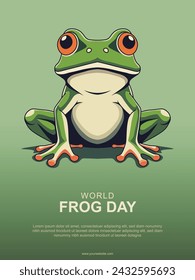 Día Mundial de la Rana. Concienciación animal. Ilustración vectorial.