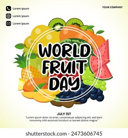 World Fruit Day background with fresh fruits