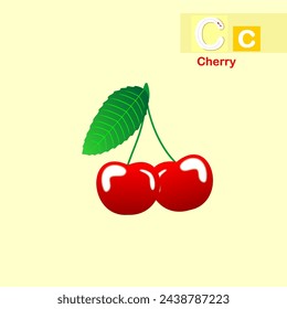Die Welt der Früchte, Kirschabbildung zum Lernen Buchbuchstabe C.