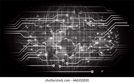 world future technology, security concept background, Dark black cyber Light Abstract for computer graphic website internet. circuit. illustration. infographics. motion move. binary