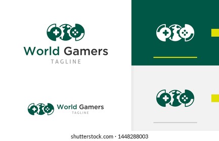 World Gamer logo design, gamer logo concept, earth icon, suitable for business and app logo or icon