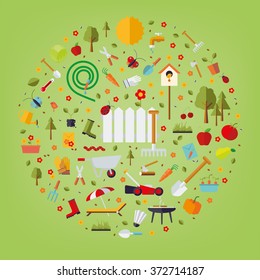 World of Gardening. Vector concept illustration of garden and gardening