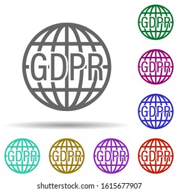 World, gdpr in multi color style icon. Simple glyph, flat vector of gdpr icons for ui and ux, website or mobile application