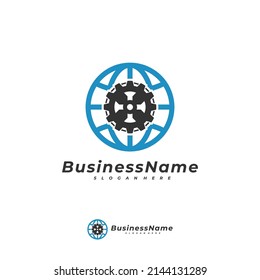 World Gear logo vector template, Creative World logo design concepts