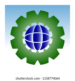 world in the gear vector illustration