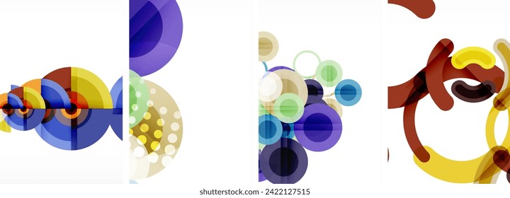 Mundo de elegancia geométrica con conjunto de afiches de círculo abstracto. Los círculos se entrelazan en una sinfonía de formas y colores, ofreciendo un festín visual contemporáneo para su diseño