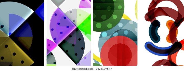 World of geometric elegance with abstract circle poster set. Circles intertwine in a symphony of shapes and colors, offering a contemporary visual feast for your design