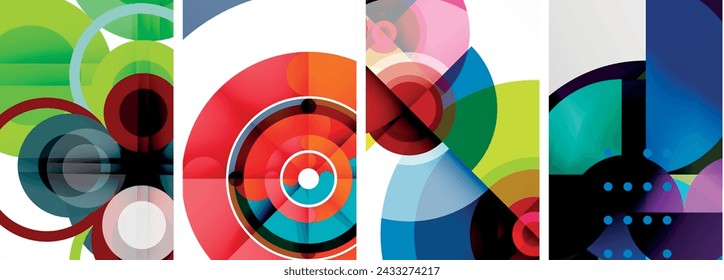Mundo de elegancia geométrica con conjunto de póster de círculo abstracto. Los círculos se entrelazan en una sinfonía de formas y colores, ofreciendo una fiesta visual contemporánea para su diseño