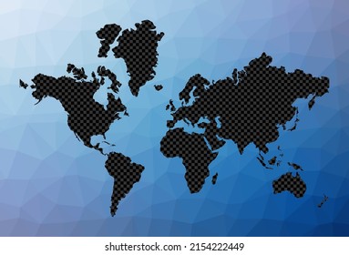 The World geometric map. Stencil shape of The World in low poly style. Captivating vector illustration.