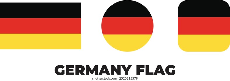 world Germany Flag vector of the country in 3 shapes design. Germany flag. Germany state symbol. constitutional, vector design of Germany country flag, marketing, designing, ads