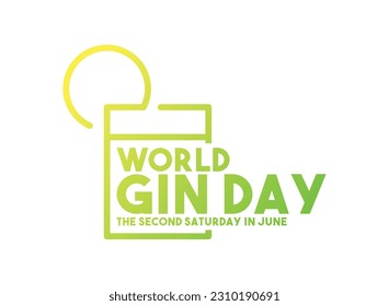 World Gin Day. The second saturday in june. White background. Eps 10.