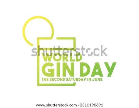World Gin Day. The second saturday in june. White background. Eps 10.