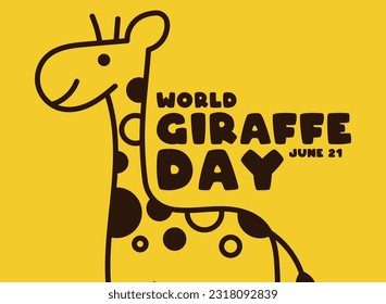 World Giraffe Day design vector on yellow background. Flat design vector. Poster, banner, card, background. Eps 10.