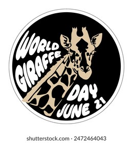 World Giraffe Day. June 21. Holiday concept. Template for background, banner, card, poster with text inscription. Vector illustration