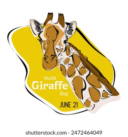 World Giraffe Day. June 21. Holiday concept. Template for background, banner, card, poster with text inscription. Vector illustration