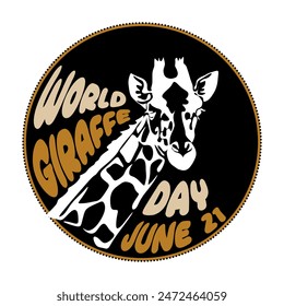 World Giraffe Day. June 21. Holiday concept. Template for background, banner, card, poster with text inscription. Vector illustration