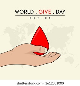 World Give Day vector Design with Blood Icon and hand