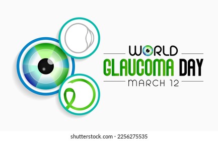 World Glaucoma day is observed every year on March 12, it is a group of eye conditions that damage the optic nerve, the health of which is vital for good vision. Vector illustration