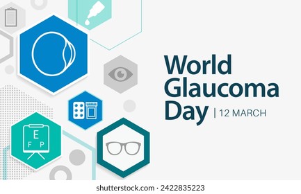 World Glaucoma day is observed every year on March 12, it is a group of eye conditions that damage the optic nerve, the health of which is vital for good vision. Vector illustration