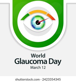 World Glaucoma day is observed every year on March 12, it is a group of eye conditions that damage the optic nerve, the health of which is vital for good vision. Vector illustration